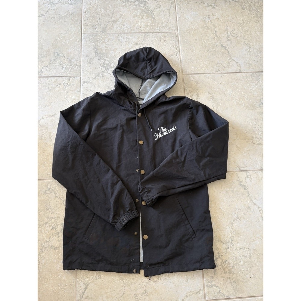 The Hundreds Rain Jacket Mens M Streetwear Raincoat Hooded Windbreaker Black